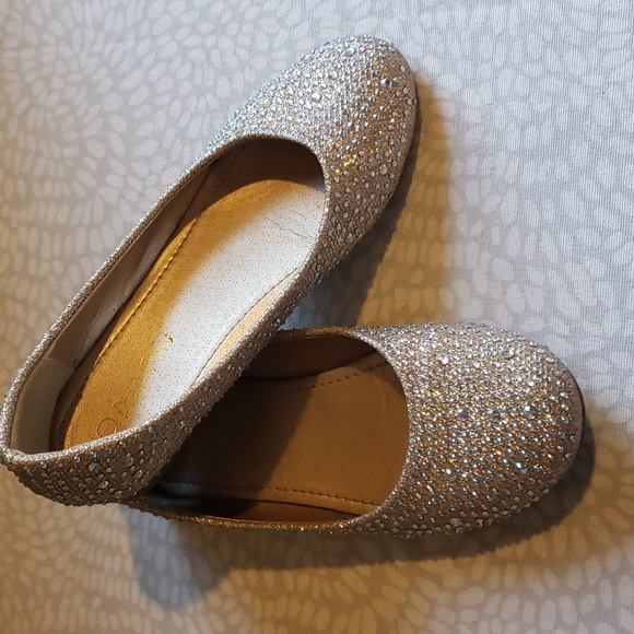 Dream Pairs Shoes Dream Pairs Girls Gold Rhinestone Slipon Dress